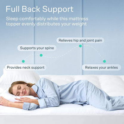 100% Cotton Top Cooling Mattress Topper - Queen Size | Cloud-Like Mattress Pad, Breathable, 20" Deep Pocket, Back Pain Relief, Perfect for Hot Sleepers, White4