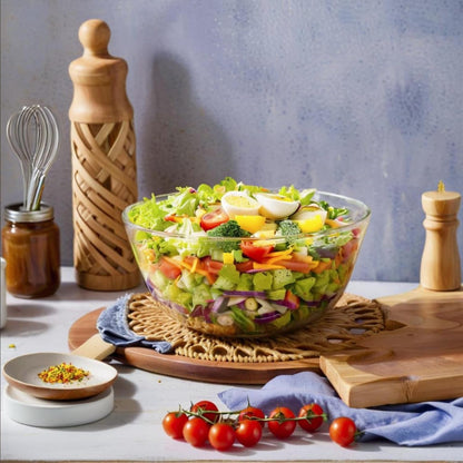 4.7QT Large Glass Mixing Bowl with Yellow Lid, Big Salad Bowl with Lid, Large Glass Bowls for Sourdough and Kithen6