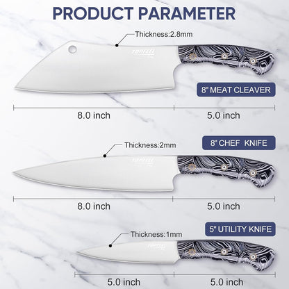 3-Piece Kitchen Knife Set, 5Cr15Mov High Carbon Stainless Steel6