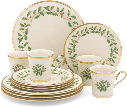 Holiday Christmas Porcelain 12-Piece Dinnerware Set with Mugs4