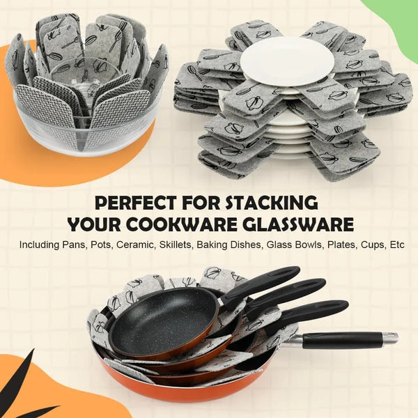 Pot and Pan Protectors for Stacking, 12Pcs & 3 Sizes, Separator Pads | Felt Pan Pot Dividers Protect Cookware, Glassware, Dishes and Cast Iron from Scratches and Chipping in Cabinet and RV Storage5