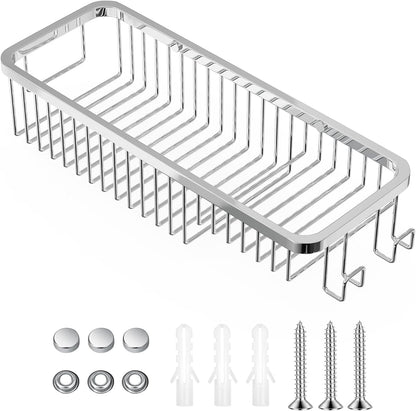Wire Basket Wall Mount,Corner Shower Caddy 304 Stainless Steel,Bathroom Shower Organizer Soap Caddy,Polished Finish-Long Basket1