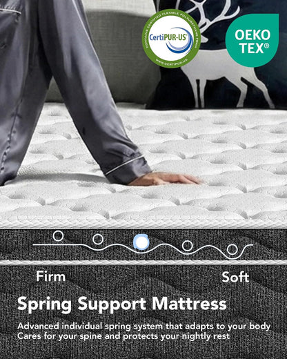 Queen Size Mattress 12 Inch with Memory Foam | Medium Firm Hybrid Mattress, Certipur-Us Certified Mattress in a Box Pressure Relief Removable Cover No Fiberglass5