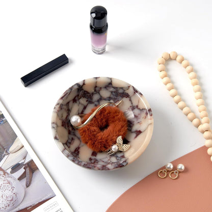 Luxury Natural Marble Decorative Bowl, Centerpiece Catchall Tray Home Decor | Medium 7-Inch Calacatta Viola Marble Centerpiece Bowl, Coffee Table Catchall, Statement Accent Tray for Dining Room Decor5