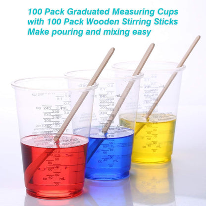 100Pcs 8Oz Graduated Clear Plastic Measuring Cups6