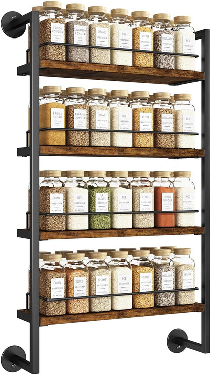 4 Tier Spice Rack Wall Mount for Kitchen,Brown TLJ016H1