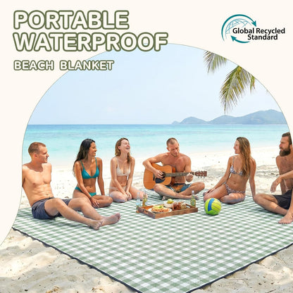 Waterproof Picnic Blanket Beach Outdoor Camping Mat Rug Extra Large Foldable Cute Big Travel Essential Accessories Gift Park Patio Lawn Garden Grass Play Music Festival Concert Must Have3