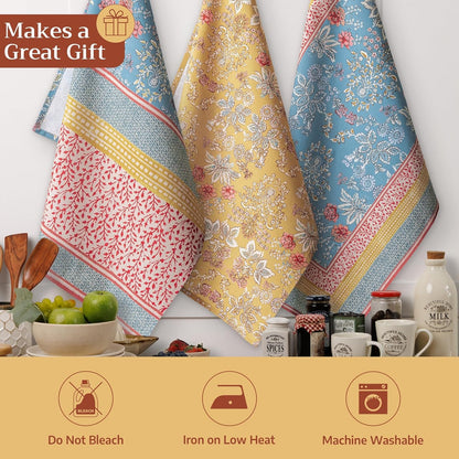 Kitchen Towels Set of 3 Reusable 100% Cotton 27.50" X 20"5