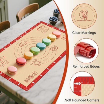 Extra Thick Silicone Baking Mat with Recipes - 26X16 Inch Non Stick Pastry Mat with Measurements for Sourdough, Macarons, Bread, Pizza, Dough Rolling, Kneading, Heat Resistant to 480°F Gift for Baker5