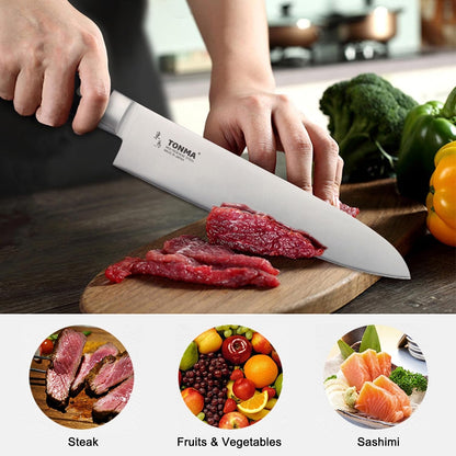 TONMA Chef Knife, Made in Japan, 8.2” Stainless Steel Kitchen Knife, TCK-16
