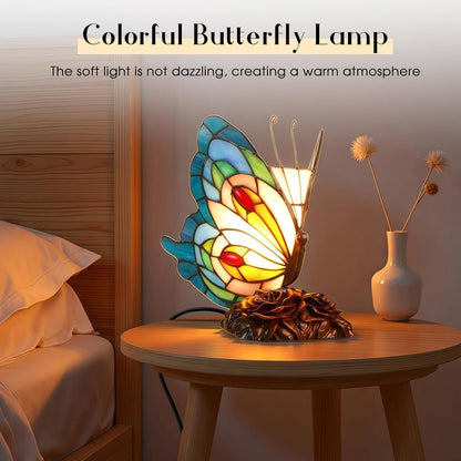 Tiffany Style Blue Pink Butterfly Table Lamp6