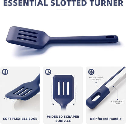 Kitchen Utensils Set 6 Pcs,Silicone Cooking Utensils Set Spatula Set,446℉ Heat Resistant Cooking Utensils,Tongs,Spoon,Bpa Free Kitchen Gadgets Appliances for Non-Stick Cookware,Home Essential(Blue-6P)6