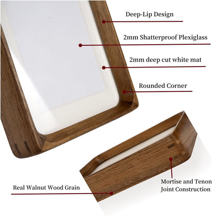 Natural Walnut 5X7 Picture Frame Wood with Mat for 4X6 Photos5