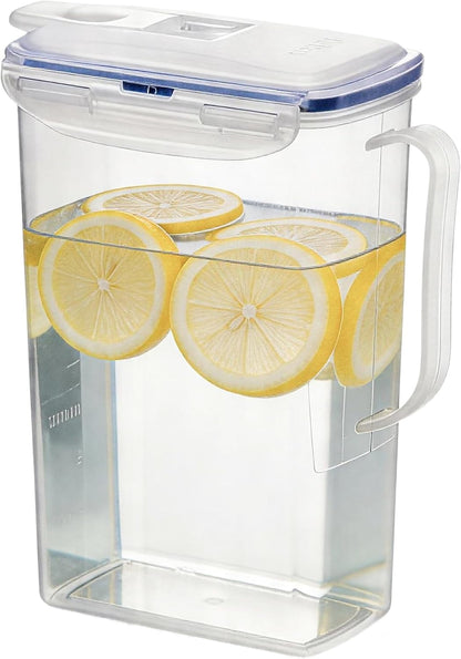 Aqua Fridge Door Water Jug | Clear Pitcher | BPA Free Plastic Pitcher with Lid | 2 Quart Pitcher with Lid for Water, Juice, Tea & More Beverages, Clear2