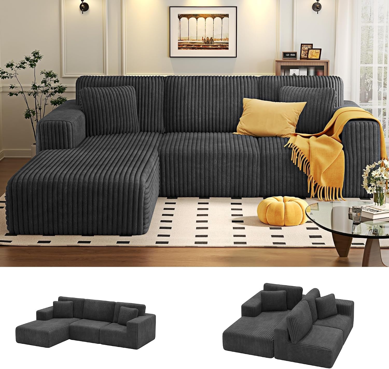 107-modular-sectional-sofa-l-shaped-cloud-couch-for-living-room-modern-plush-corduroy-boneless-sofa-with-chaise-for-bedroom-gray