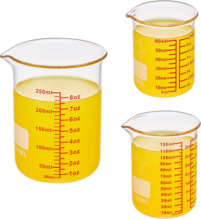 Ackers Mini Glass Measuring Beaker Set, Borosilicate, 2Oz 4Oz 8Oz Measuring Cups7