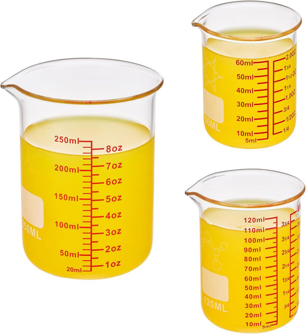 Ackers Mini Glass Measuring Beaker Set, Borosilicate, 2Oz 4Oz 8Oz Measuring Cups7