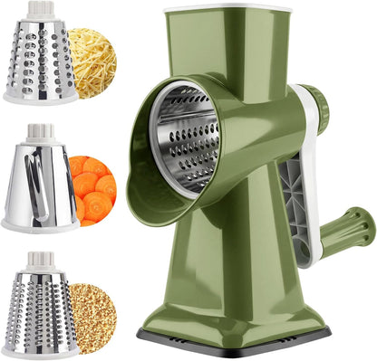 Rotary Cheese Grater, Cheese Grater Hand Crank, 3-Blade Grater | 3 Stainless Steel Drums Create Fine Shreds,Coarse Grates and Slices for Cheese, Vegetables, Salads, Pizza and Daily Meal Prep1