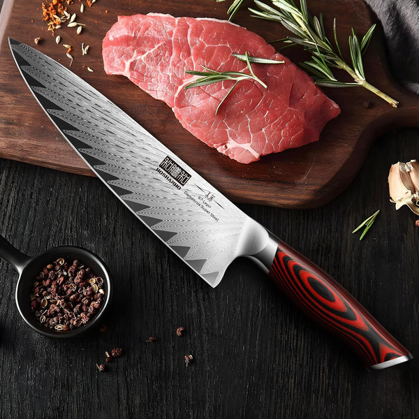 Damascus Chef Knife, 8" Professional Japanese Kitchen Knife & G107
