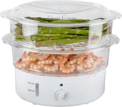 2-Tier Vegetable Steamer and Rice Cooker, 120V 60Hz 800W | 6.3 Quart Electric Steamer for Cooking Healthy Fish, Eggs, Vegetables, Rice, and Baby Food1