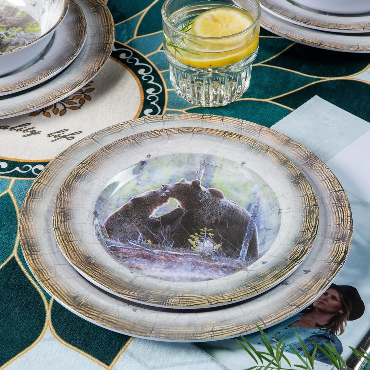 12pcs-melamine-dinnerware-set-for-4-bear-dinner-plates-bowls-set