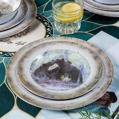 12Pcs Melamine Dinnerware Set for 4 - Bear Dinner Plates Bowls Set3