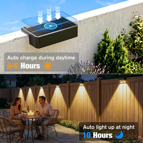 Solar Fence Lights Outdoor 8 Pack, Bright Solar Deck Lights with Lens, 3 Color Modes IP65 Waterproof Large Size Step Lights for Outside, Fence, Stair, Backyard, Patio, Wall5