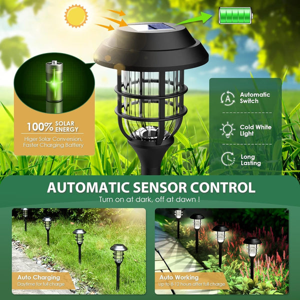 Solar Pathway Lights Waterproof Outdoor Lighting, Cold White 8 Pack2