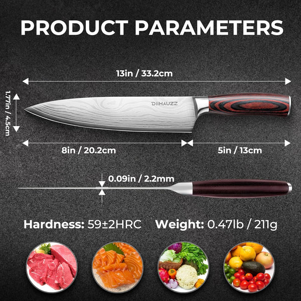 8 Inch Chef Knife, High Carbon Stainless Steel Kitchen Knife2
