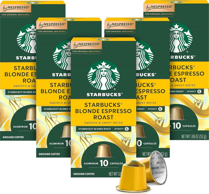 Starbucks by Nespresso Original, Blonde Roast Espresso 50-Count | Blonde Roast Coffee Espresso Pods