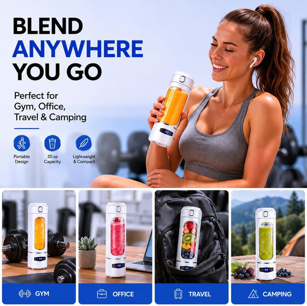 Portable Blender for Shakes and Smoothies, 20 Oz Personal Blender USB Rechargeable, 6-Blade High Speed Juicer Cup for Protein Shake, Fruit Smoothie, Travel, Gym, Office, White4
