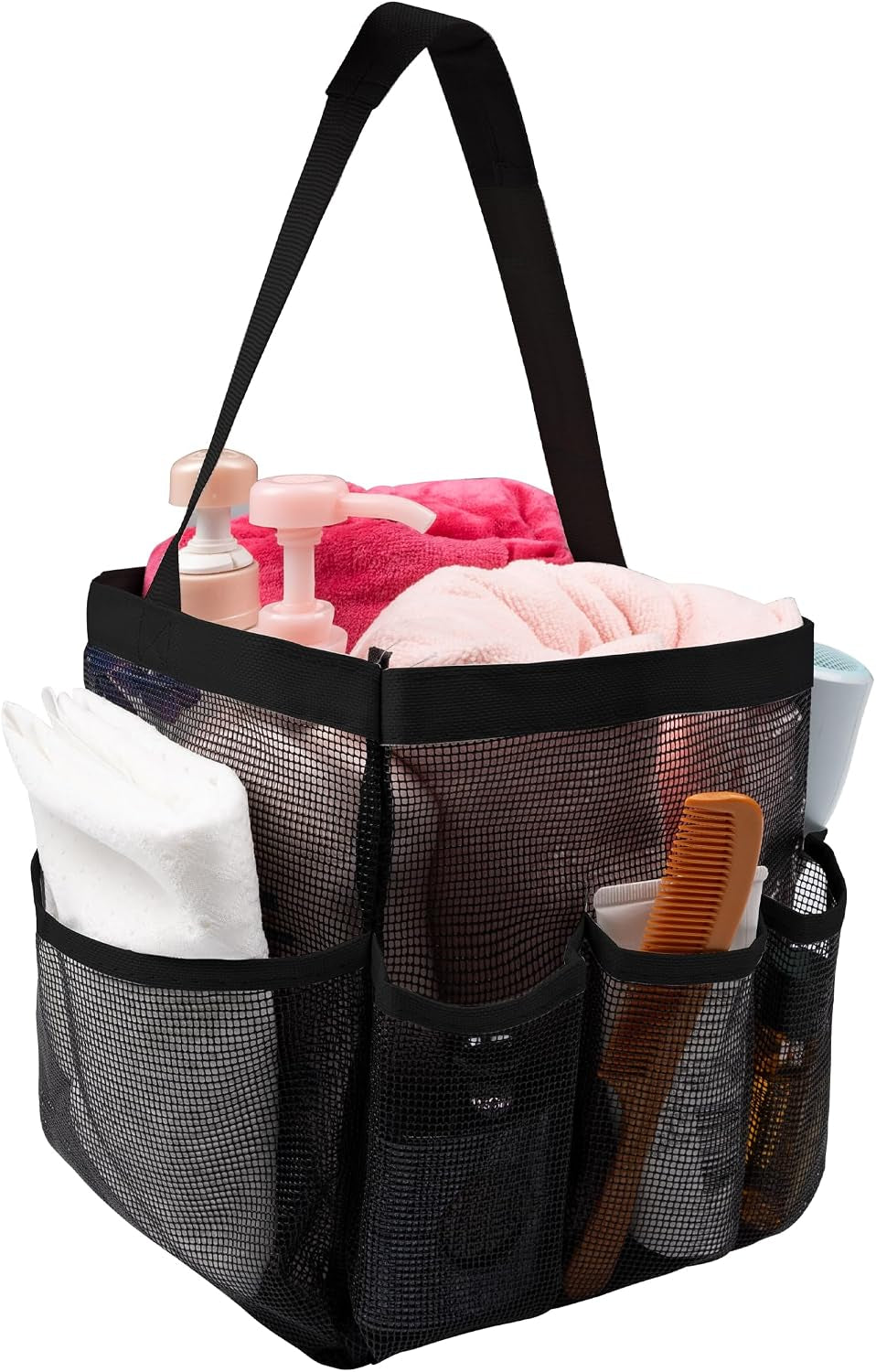 mesh-shower-caddy-bathroom-portable-college-dorm-essentials-for-girls-guys-shower-tote-beach-camp-travel-hanging-toiletry-bag-black