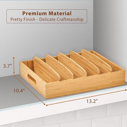 Large Bamboo Food Container Lid Organizer for Kitchen Cabinet2