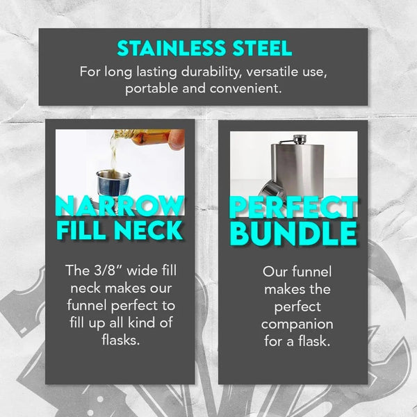 Stainless Steel Funnel for Flasks Bottles and Mini Bottles, Small Steel Drink Funnel for Filling Drinking Liquor Flask, Transferring Oil, Juice, Milk -HQ937