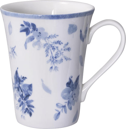 Kiley Bone China Lightweight Chip Resistant 16 Piece Dinnerware Set, Service for 4,Blue and White11