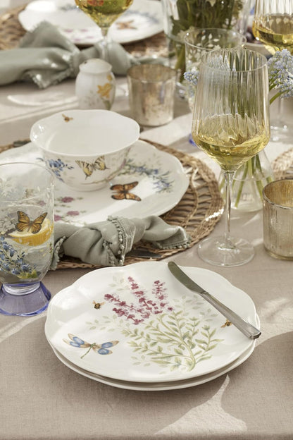 Butterfly Meadow Herbs Porcelain 12-Piece Dinnerware Set for 45