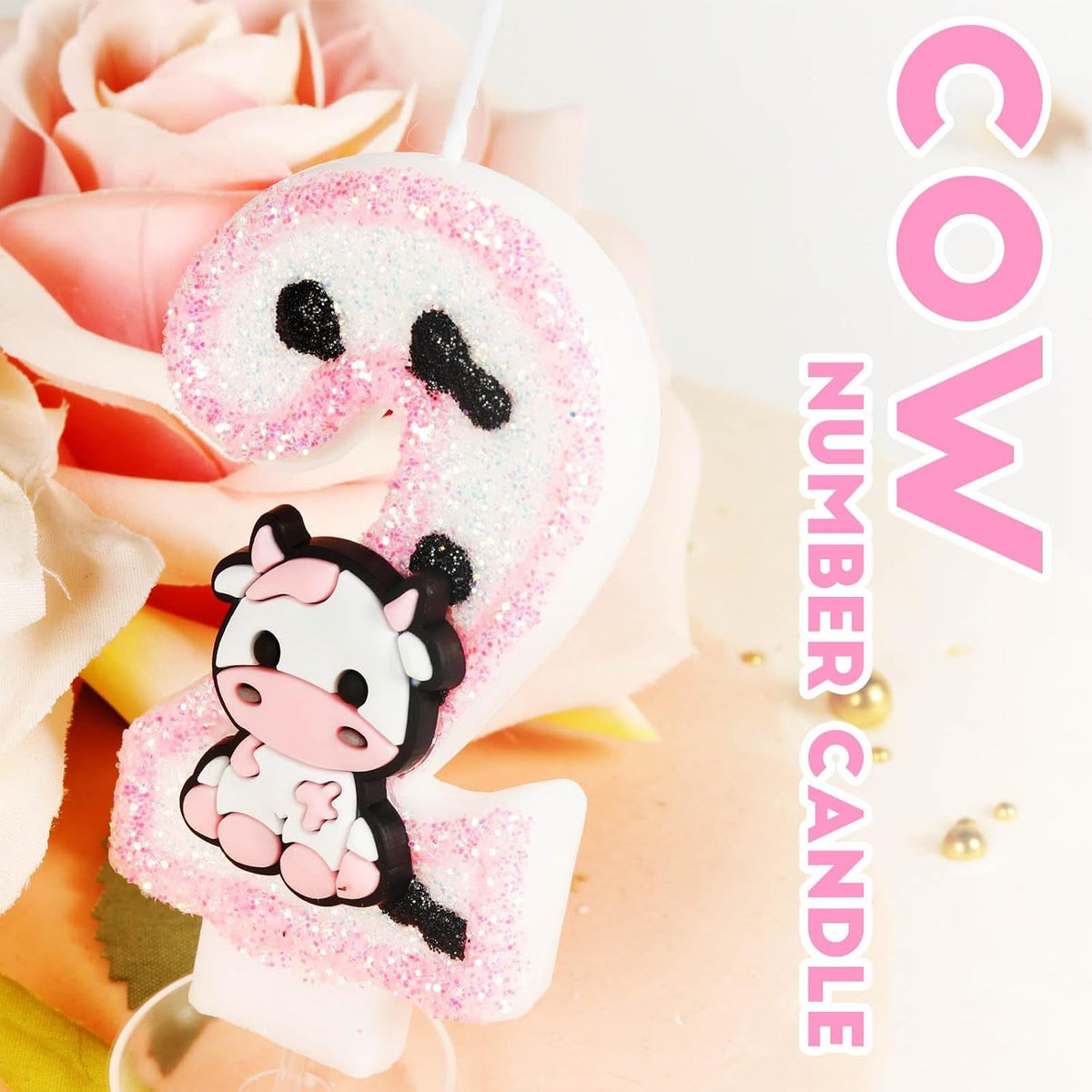 pink-cow-glitter-birthday-candles-number-1-birthday-decorations-holy-cow-im-one-birthday-decorations-number-1-candle-for-cake-cowgirl-theme-number-candle-for-girls-first-1st-birthday-party-decor