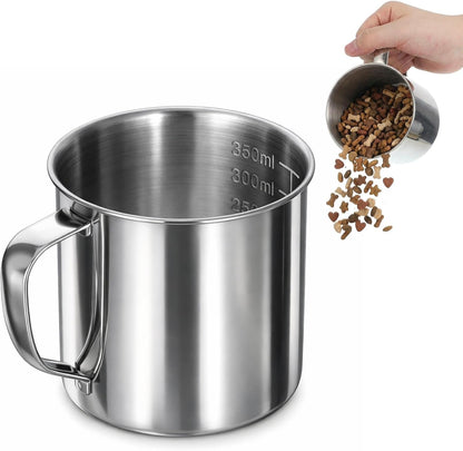 Dog Food Scoop 1.5 Cup, 304 Stainless Steel Dog Food Measuring Cup with Handle Durable Dog-Cat Pet Food Scoop Cup 1 1/2 Cups Measuring Scoops for Dogs, Cats, Birds, Rabbits for Dry Food and Treats1