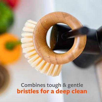 the Ring Bamboo Produce Scrub Brush, Removes Dirt from Veggies | Bpa-Free Brush That Gently Cleans Fruits & Vegetables, Lifting Dirt from Potatoes, Mushrooms & More.4