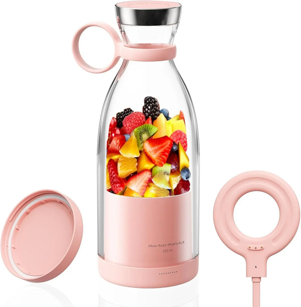Portable Blender for Shakes and Smoothies with 11.83 Oz Travel Cup and Lid,Durable Stainless Steel Blades for Juice Blending Performance, Pink1