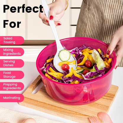 5PC Mixing Bowls Set with Lids | Ombre Pink Bpa-Free Nesting Salad & Meal Prep Bowls for Mixing, Serving & Storage (0.74 QT - 4.65 QT) Dishwasher Safe (Lids Not Microwave-Safe)3