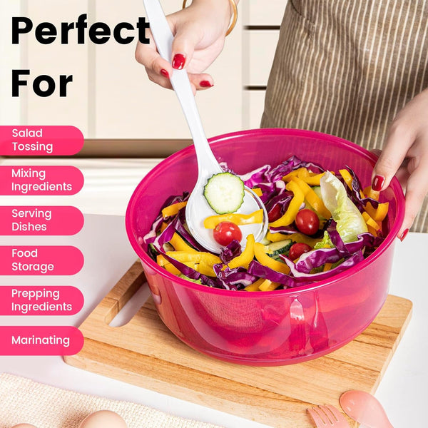 5PC Mixing Bowls Set with Lids | Ombre Pink Bpa-Free Nesting Salad & Meal Prep Bowls for Mixing, Serving & Storage (0.74 QT - 4.65 QT) Dishwasher Safe (Lids Not Microwave-Safe)3