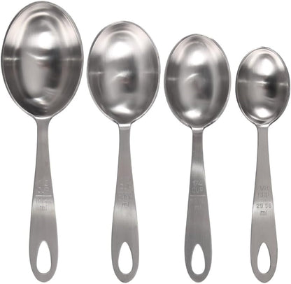 MPC4 4-Piece Stainless Steel Measuring Scoop Set,Silver, 9 Inches Long4