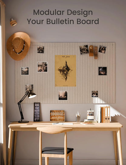 48" X 36" Large Felt Bulletin Board, Oatmeal | 12 Pack Cork Board Alternative with 60 Safe Adhesive Tabs, Pin Boards for Wall Decor, Home, Office, Classroom,Dorm6