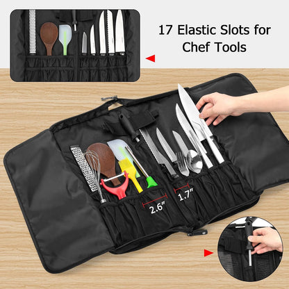 Chef Knife Bag with Lockhole & 17 + 6 Slots, up to 17.5 In, Bag Only4