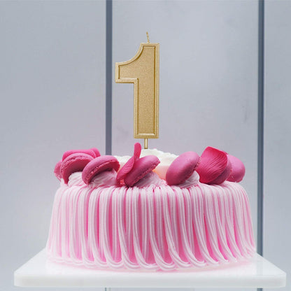 3.94 Inch Oversized Number Birthday Candle Large Gold Glitter Cake Candle3