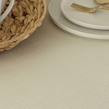 Cameron Textured Fabric Table Cloth, for Everyday Home Dining, Parties, Weddings & Holiday Tablecloths (70" Round, Flax/Beige/Taupe)5