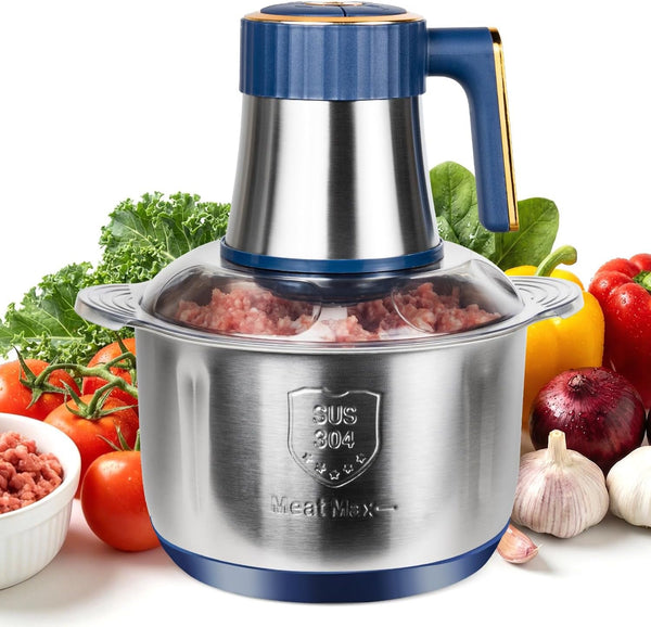 20 Cups Large Capacity Food Processor,5 Speed Electric Meat Grinder Vegetable Chopper,500W Powerful Motor 6 Bi-Level Blade Meat Mincer for Vegetable, Nuts, Onion, Garlic with 304 Stainless Steel Bowl1