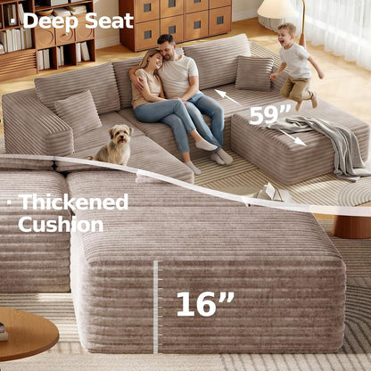108.2" Boneless U-Shaped Modular Corduroy Sectional Sofa for Living Room7