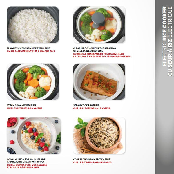 Electric Rice Cooker, 6 Cups, Ceramic Nonstick, 300W | Makes up to 6 Cups. Cook & Keep Warm. Ceramic Nonstick Pot. Steamer Basket Included. 300W Performance.6